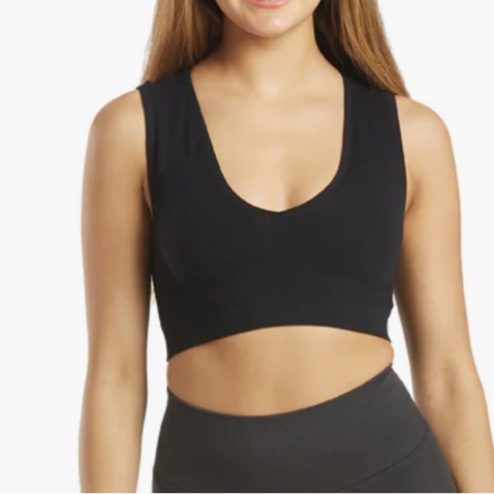 Spiritual Gangster Ribbed Metta Plunge Yoga Brami Black XS/S NWT